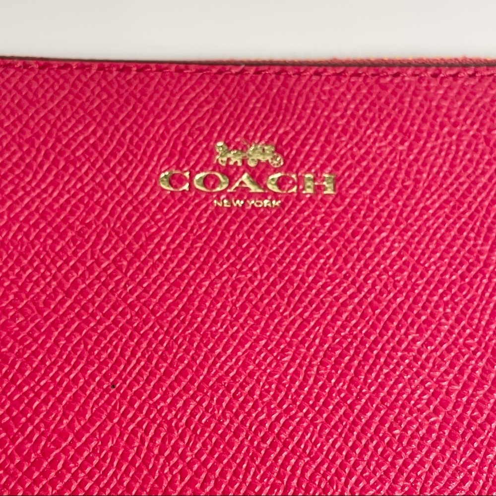 NWT Coach Wristlet | Pink Crossgrain Leather Zip - Picture 11 of 11
